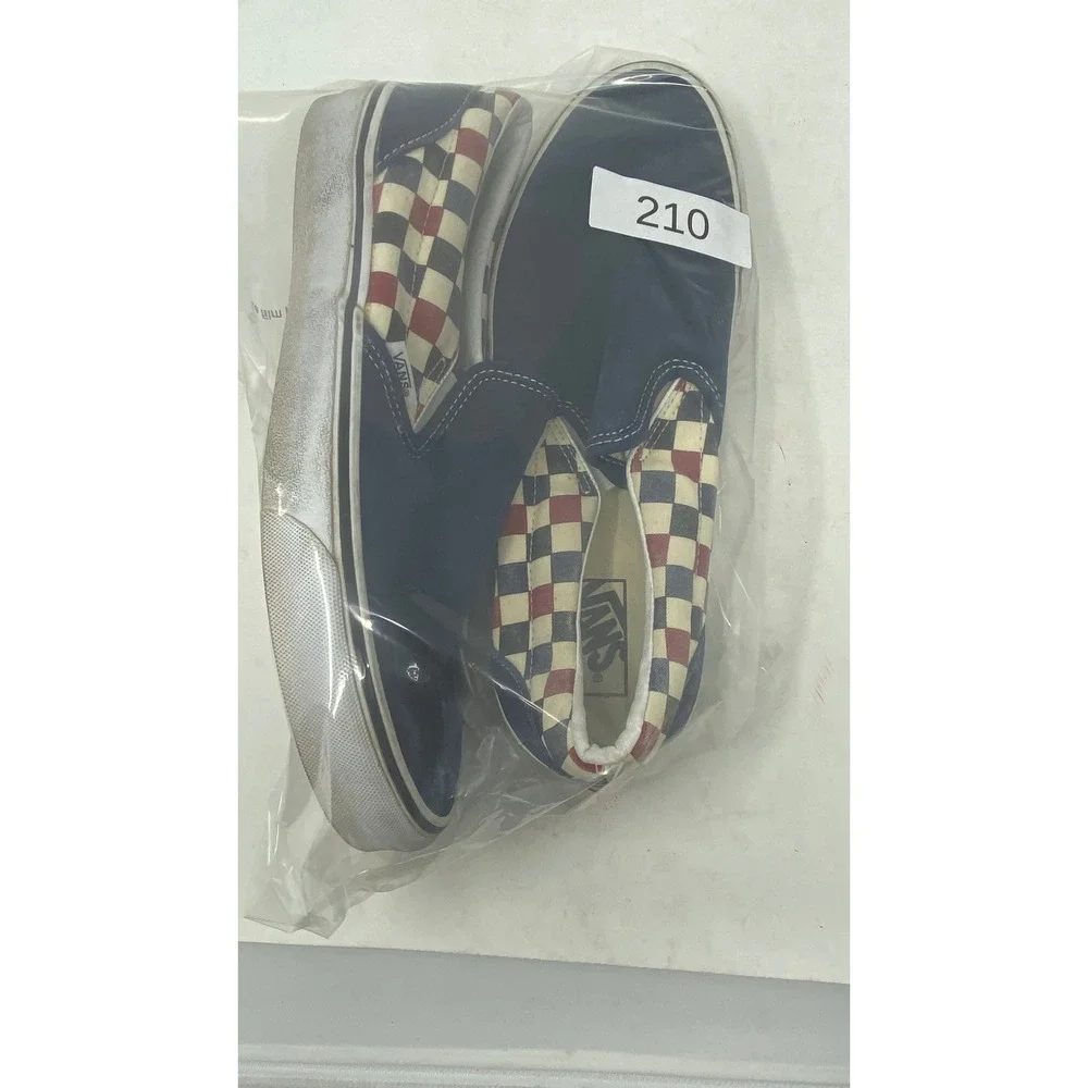 Vans Classic Slip On Navy Blue Suede Checkerboard Sneakers Mens 10 507452